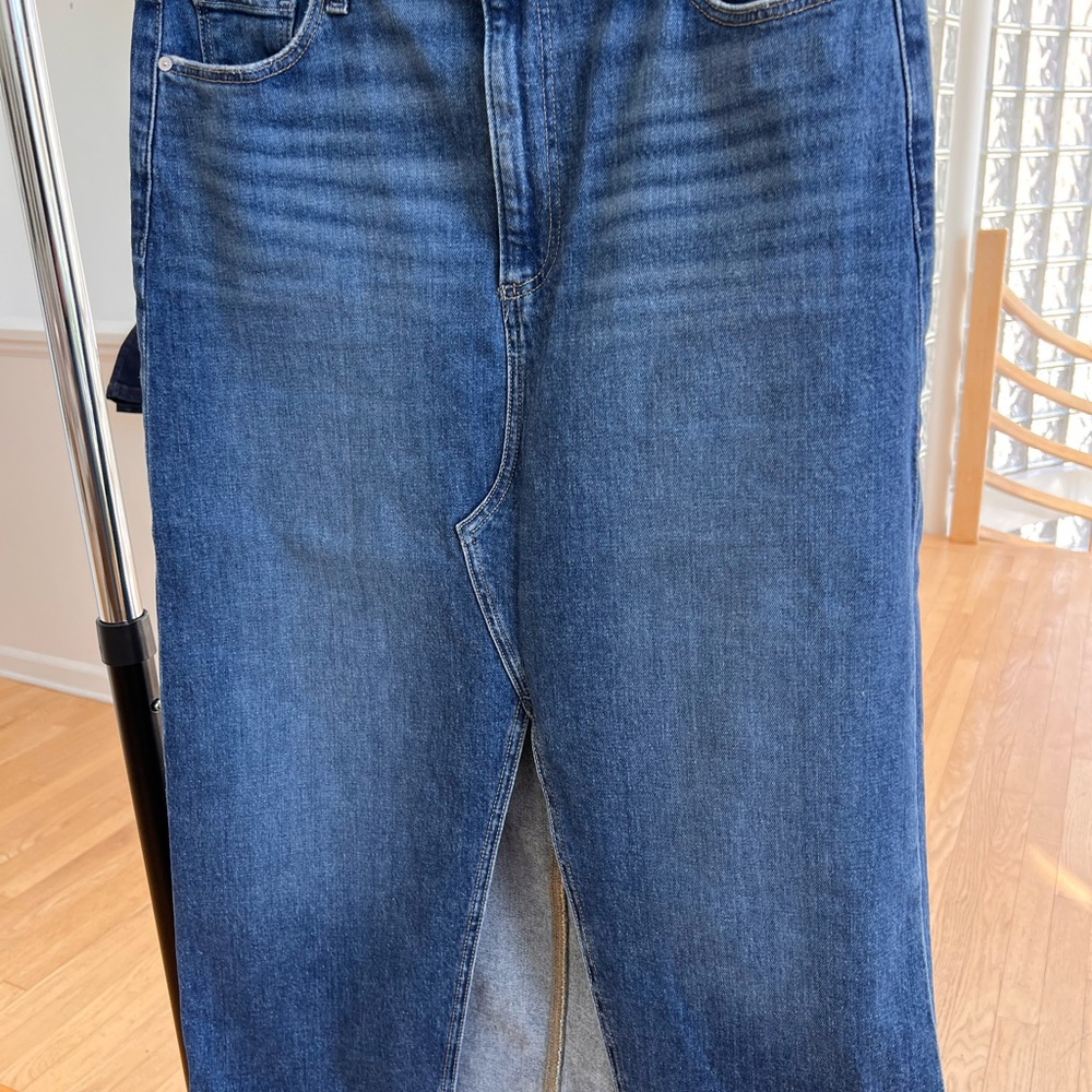 Paige Denim Meadow Raw Hemmed Midi Skirt - Picture 3 of 8